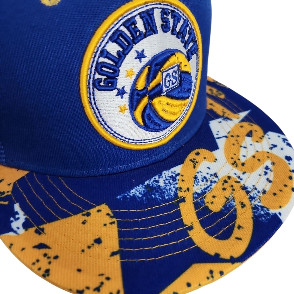 Golden State Blue And Yellow Snapback Hat Mesh Trucker Cap With Basketball Logo - Picture 3 of 7